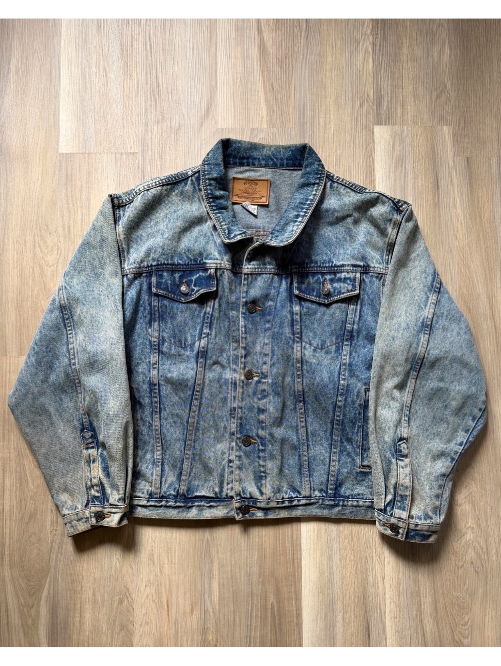 Vintage Rough Trade Faded Light Wash Denim Jacket